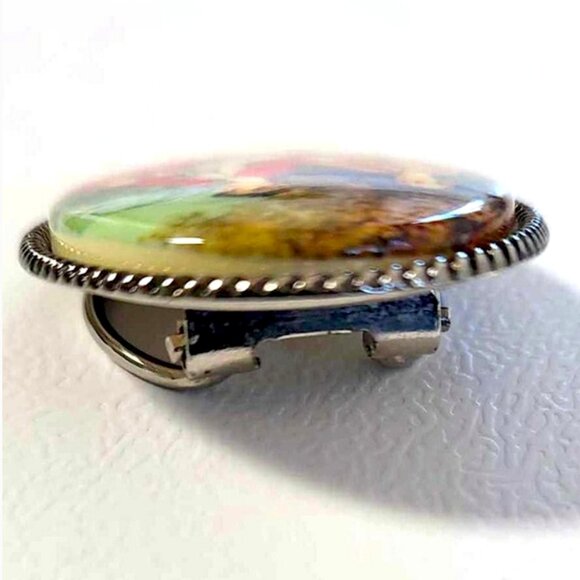 ๐๐ Vintage West German Silver Porcelain Cameo Courting Couple Brooch Clip - Picture 4 of 6